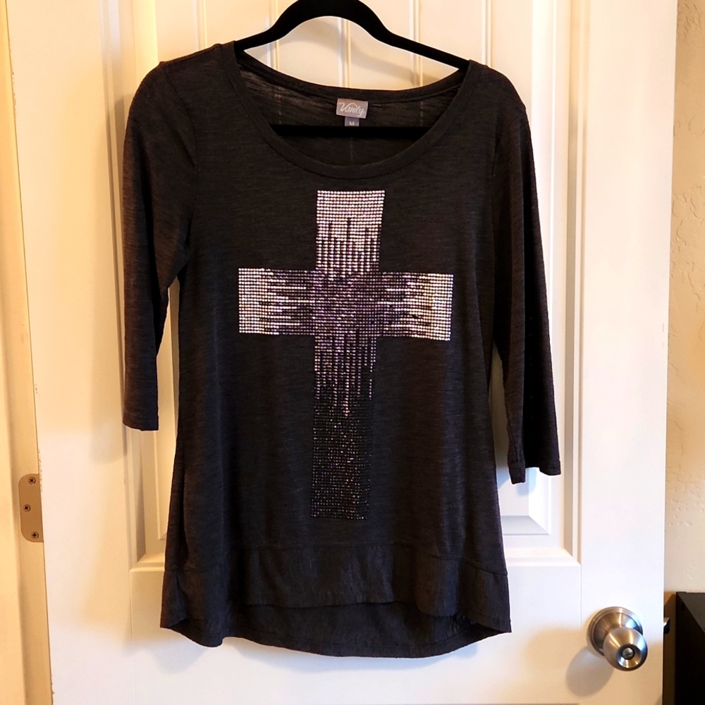 Sequin cross shirt
